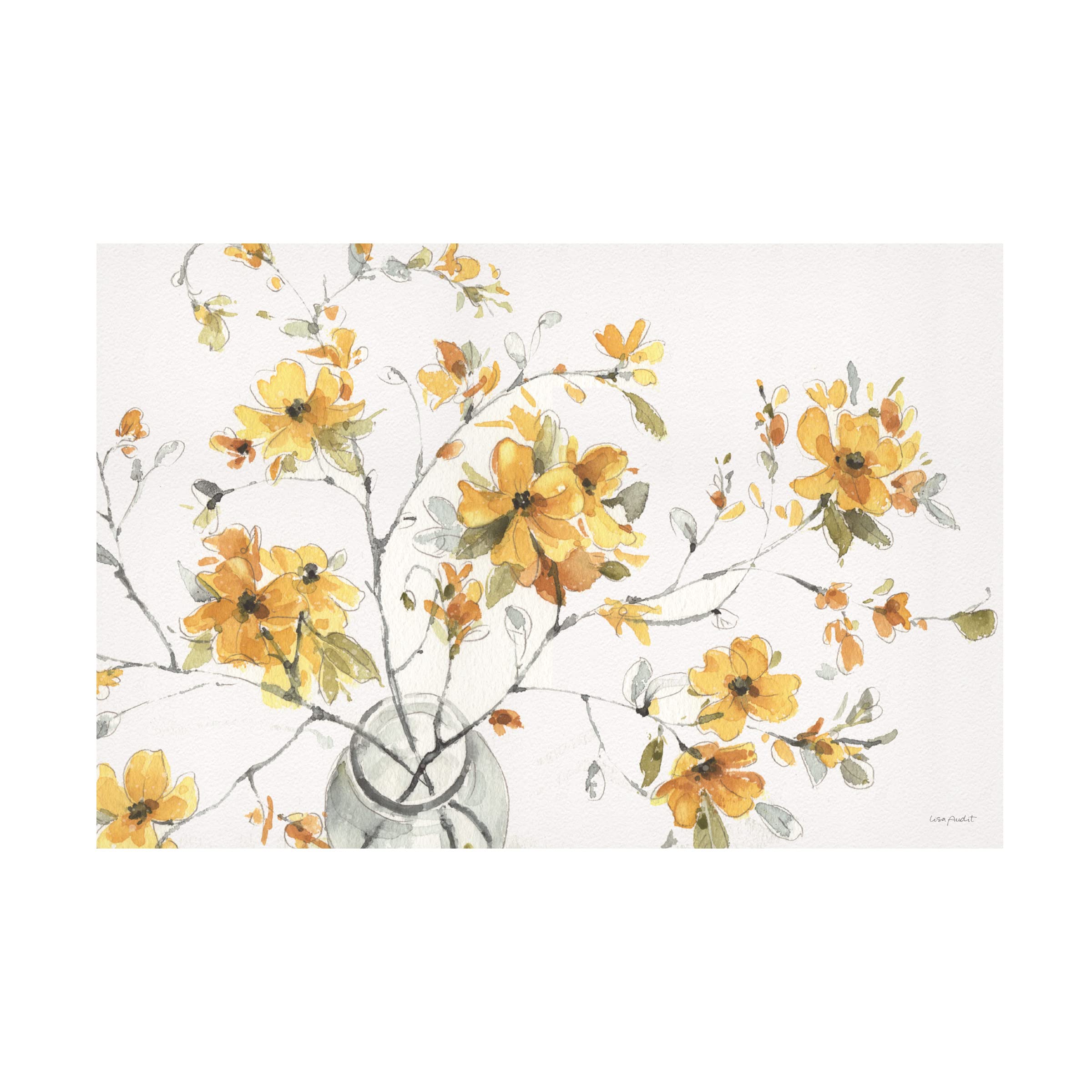 Lisa Audit 'Happy Yellow 01' Canvas Wall Art Print - Modern Abstract Painting for Living Room, Bedroom & Office Decor