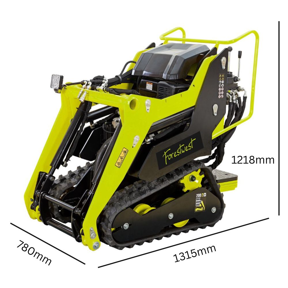 Forestwest BM700B Mini Tracked Skid Steer Loader with 80L Bucket - Compact Construction Equipment for Landscaping, Farming & Snow Removal