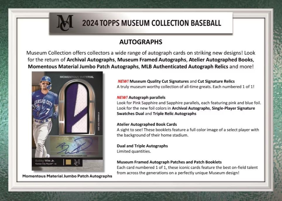 2024 Topps Museum Collection Baseball Hobby Mini-Box - Factory Sealed with Autographed Relic Card & On-Card Autograph - Includes Shohei Ohtani Special Card - Perfect for Baseball Card Collectors & MLB Fans - Great for Trading, Displaying, and Investment