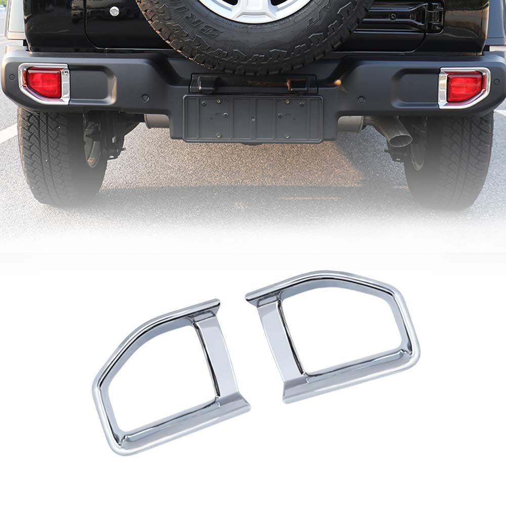 2 Pcs Silver Tail Signal Light Trim Frame Rear Fog Blinker Cover for Jeep Wrangler JL JLU 2018-2020 - Upgrade Your Off-Road Style & Nighttime Visibility (Perfect for Off-Roading, Night Driving & Jeep Customization)