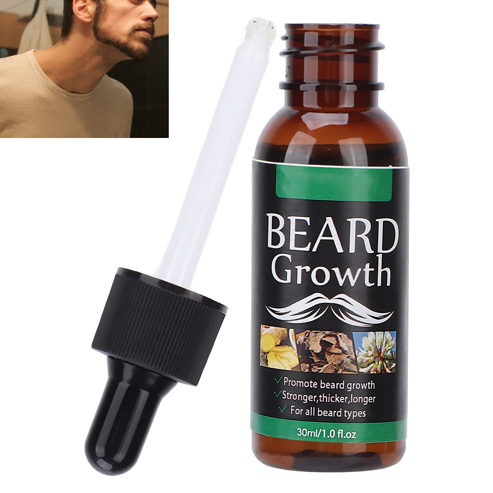 Premium Beard Growth Oil for Men - 30ml Natural Conditioning & Moisturizing Treatment to Soften, Strengthen & Promote Fuller Beards - Ideal for Daily Grooming & Styling Routine