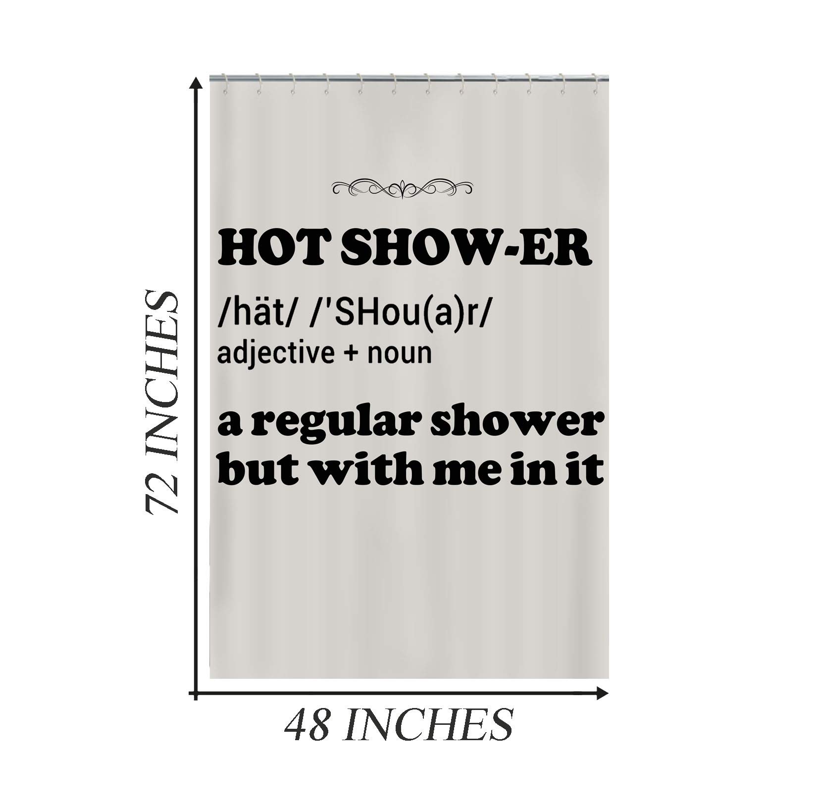 Jackey&Smith Waterproof Polyester Shower Curtain Set - 48x72 Inch Bathroom Decor with 12 Hooks | Funny 'Hot Shower Definition' Design for Bath Tub & Shower Enclosure | Perfect for Home, Apartment, and Hotel Bathrooms