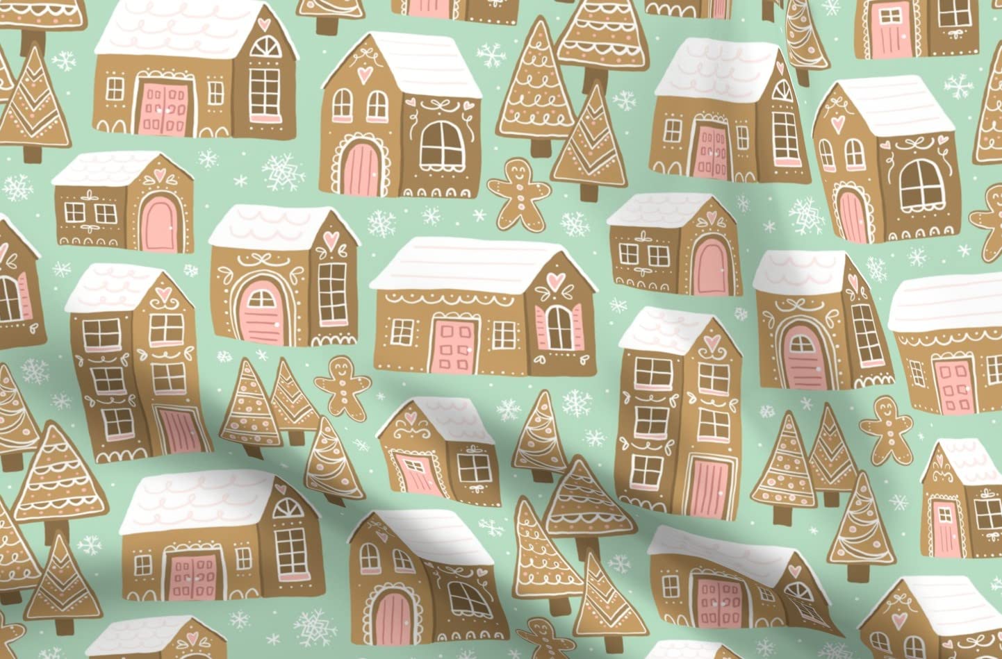 Gingerbread Village House Christmas Holiday Cookie Fabric - Printed on Soft Minky Fabric for Sewing Baby Blankets, Quilt Backing & Plush Projects - Perfect for DIY Holiday Decorations & Cozy Home Crafts