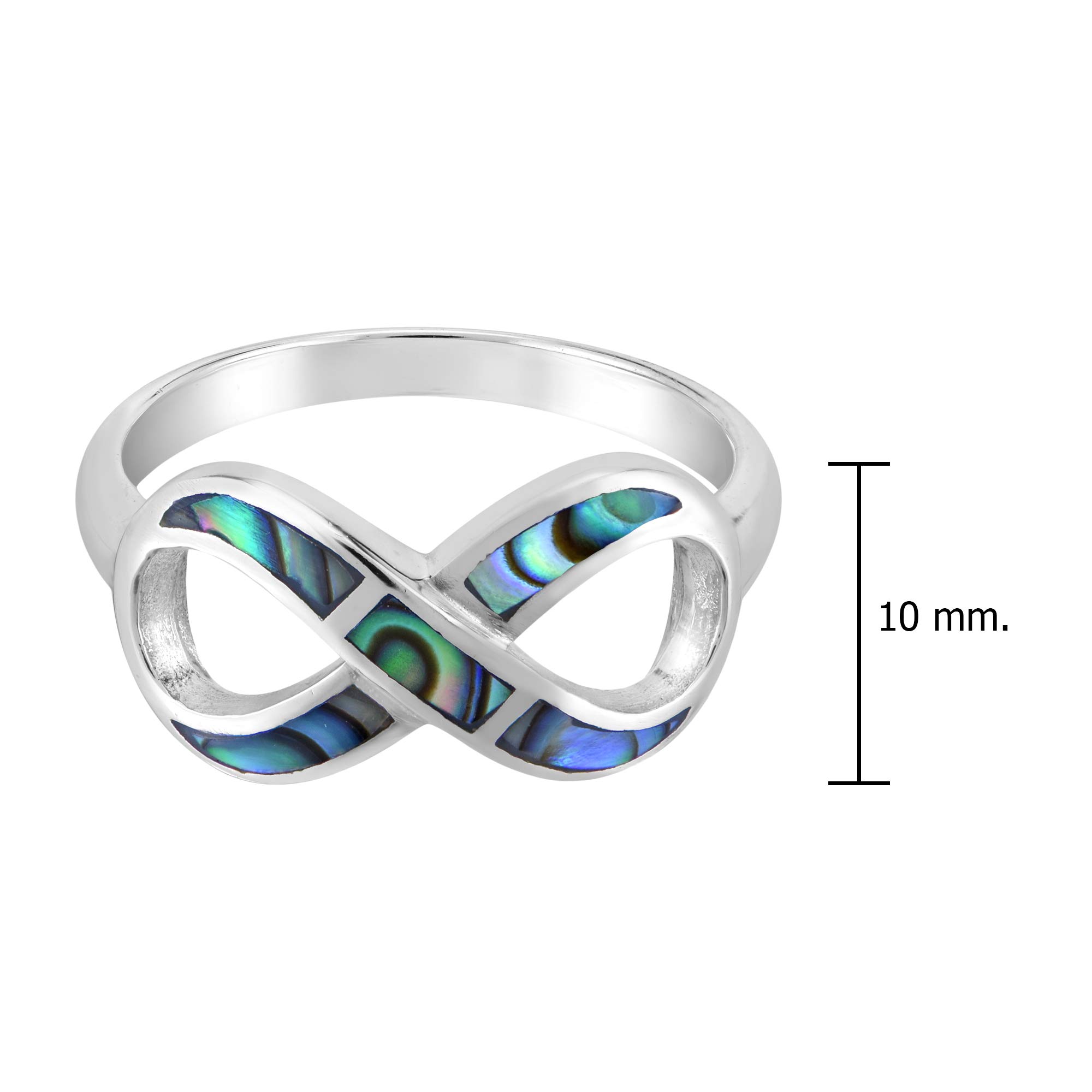 AeraVida Infinity Rainbow Abalone Shell .925 Sterling Silver Band Ring for Women | Minimalist Wedding, Promise, Fashion Rings | Comfort Fit Sizes 6-10 | Perfect for Engagement, Anniversary & Everyday Wear