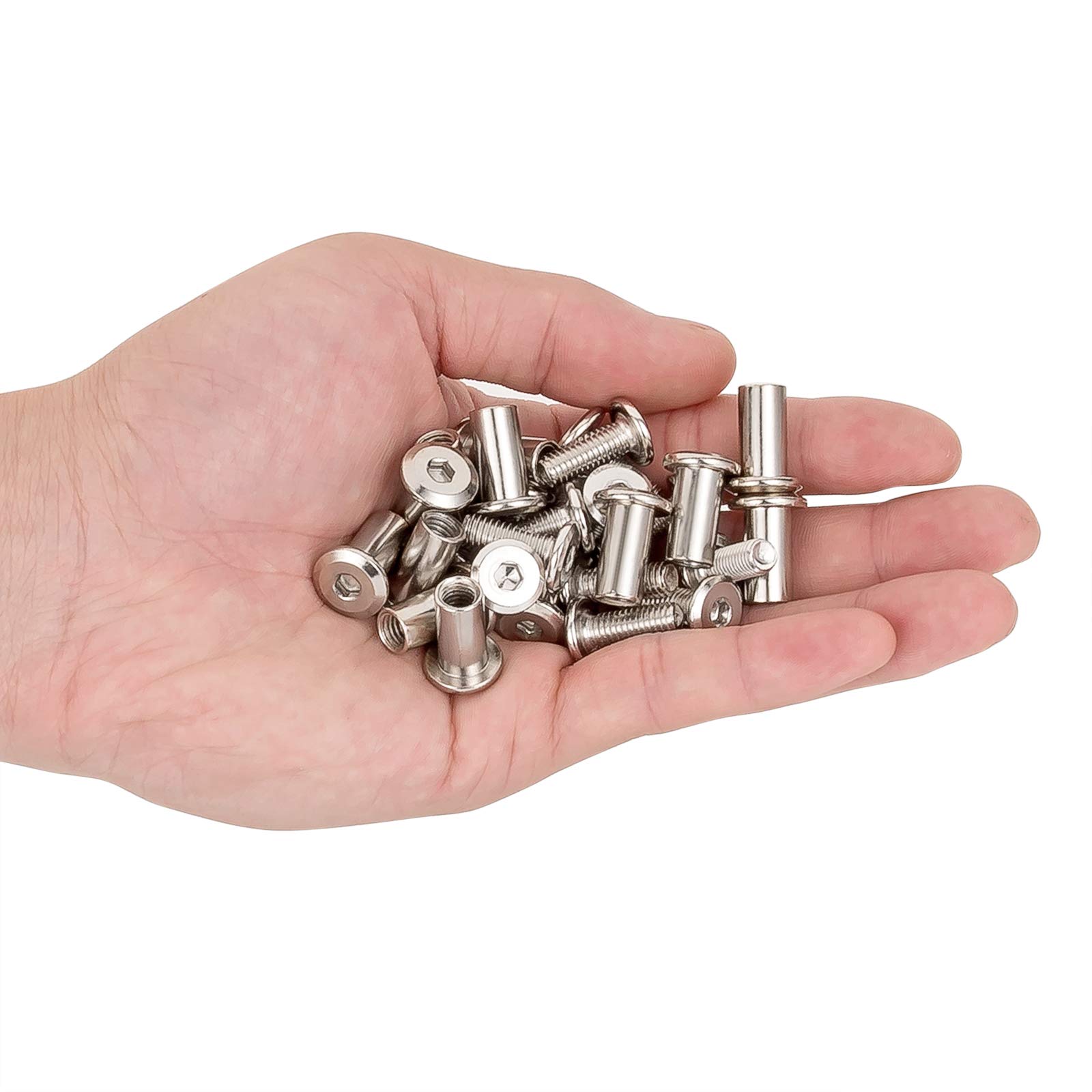M6 Binding Post Screws & Nuts Kit - Silver Hex Bolts for Furniture & Scrapbooking (40 Sets)