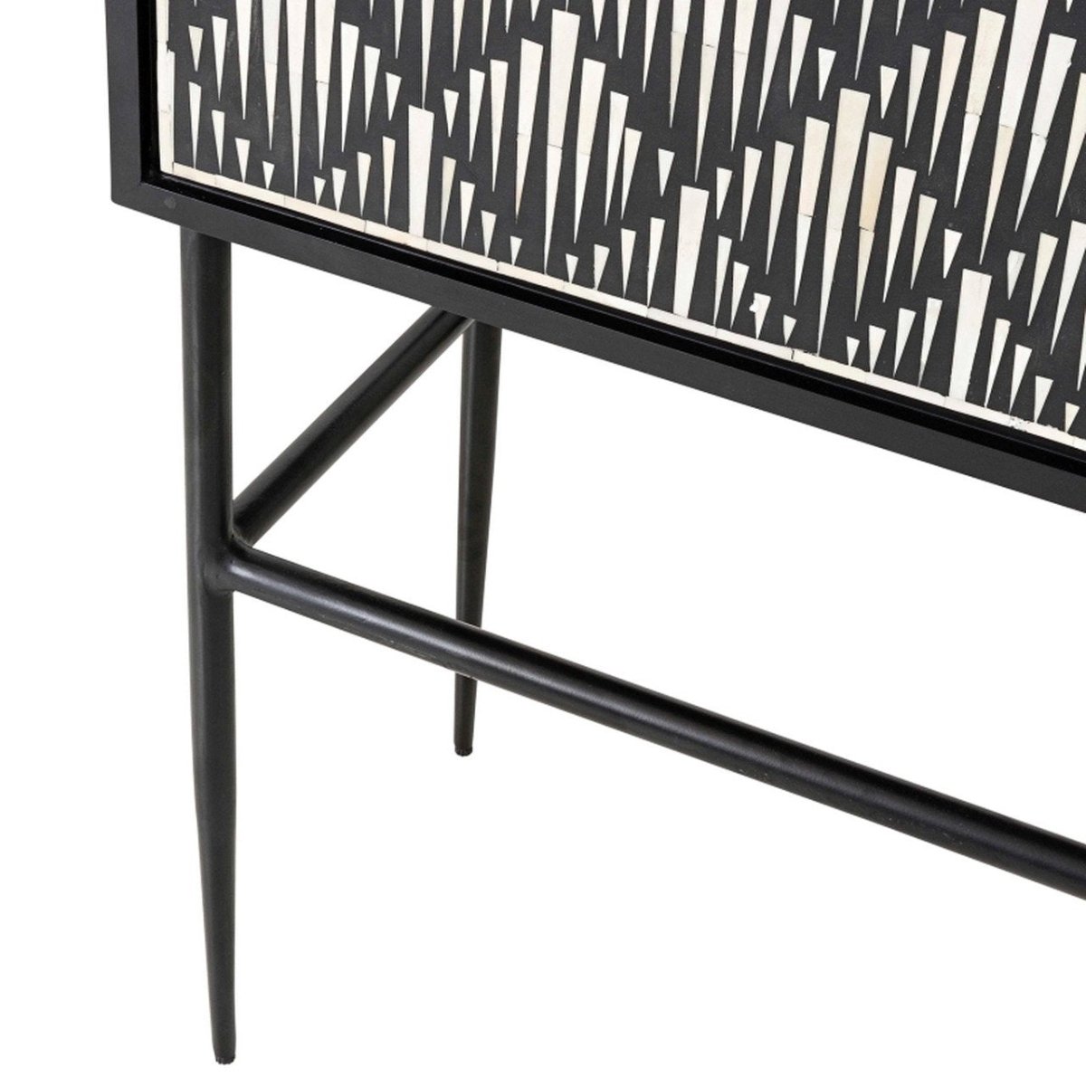 Handmade Black & White Bone Inlay Bar Cabinet - Vintage Style Home Bar Furniture for Living Room, Dining Room & Entertaining