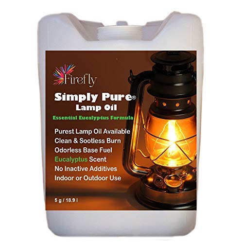 Firefly Kosher Candle & Lamp Oil - Ultra Clean Burning Smokeless Paraffin Fuel - Eucalyptus Scented, Odorless, Highest Purity - Bulk 5 Gallon Container for Home Decor, Religious Ceremonies & Aromatherapy