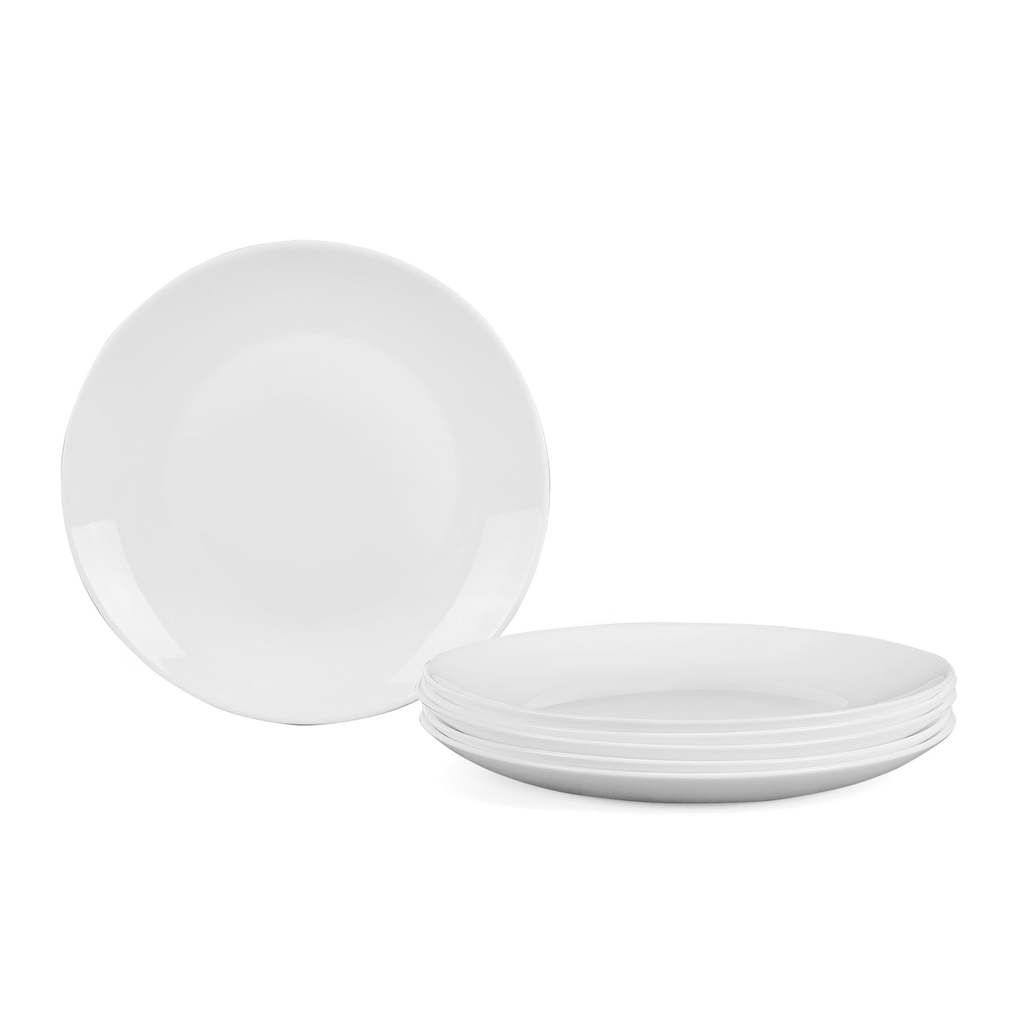 7.5 Inch White Opal Glass Salad Appetizer Plates - Set of 6, Lightweight Round Dessert Plates, Microwave & Dishwasher Safe - Perfect for Dinner Parties, Kitchen Decor & Holiday Entertaining