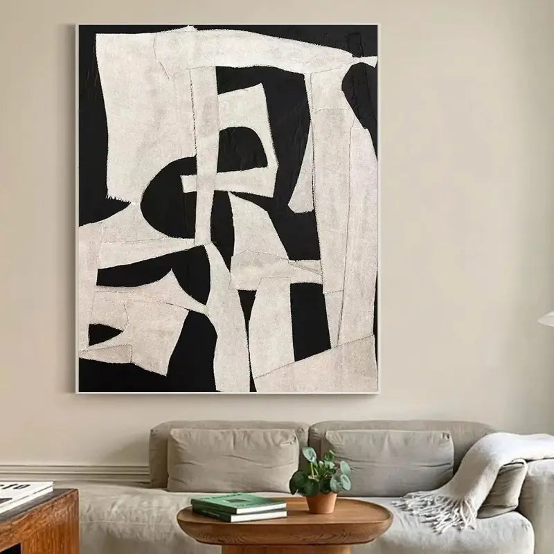 Abstract Tranquility Art Painting #WS008 - Modern Wall Decor for Living Room, Bedroom & Office - Serene Blue & White Canvas Artwork