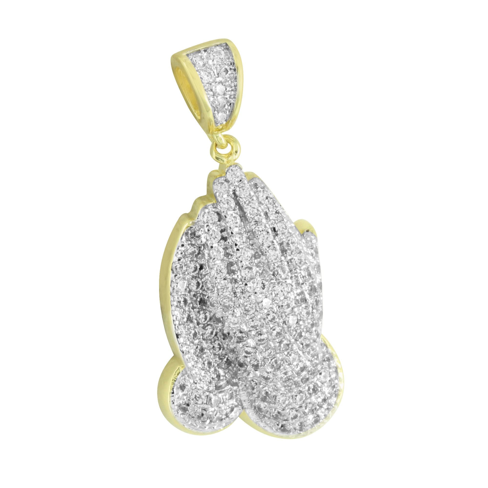 Religious Praying Hands Pendant Necklace - Simulated Diamond Prong Setting - Perfect for Prayer, Worship & Spiritual Gifts (Baptism, First Communion, Confirmation)