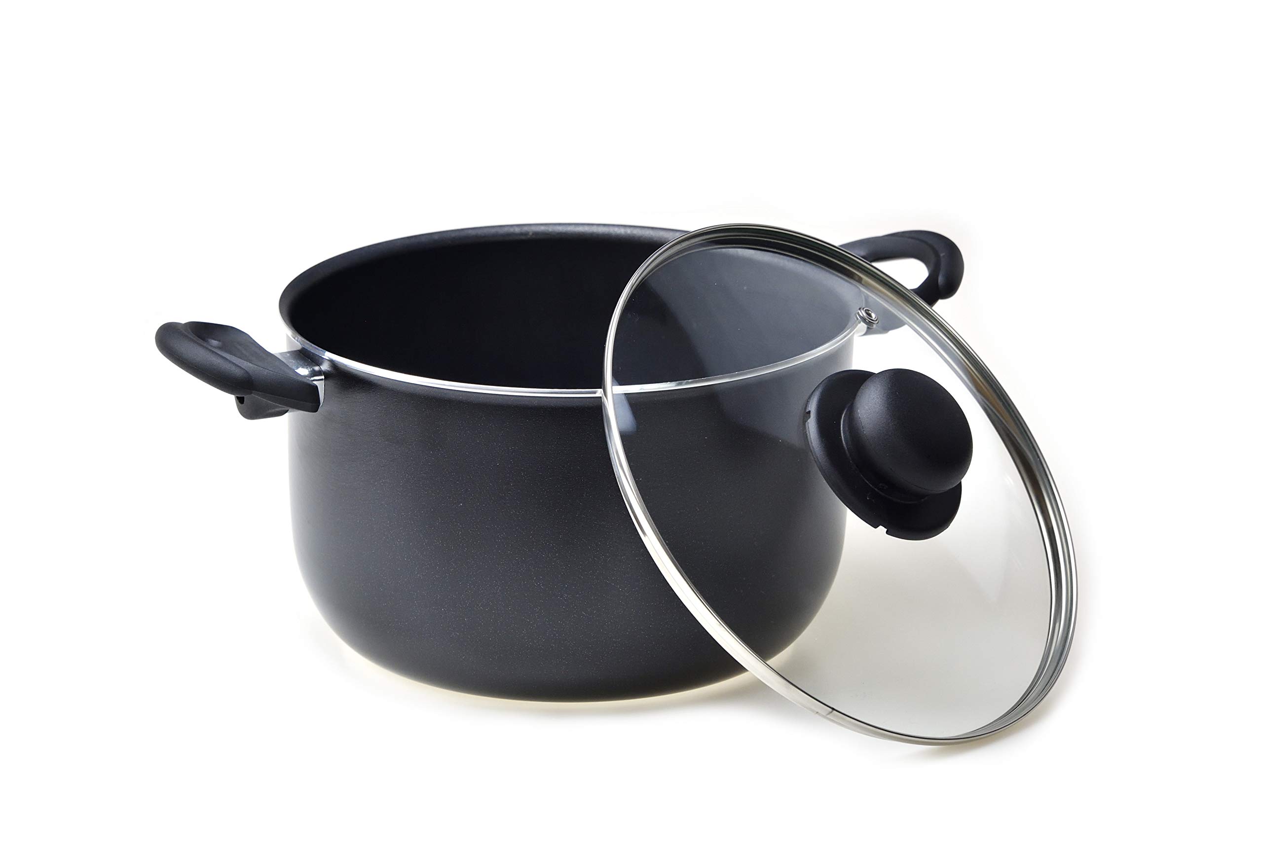 RAVELLI Italia Linea 30 Non-Stick Stock Pot with Glass Lid - 3.2 Quart Stainless Steel Cookware for Soups, Stews & Pasta - Perfect for Home Cooking & Professional Kitchens
