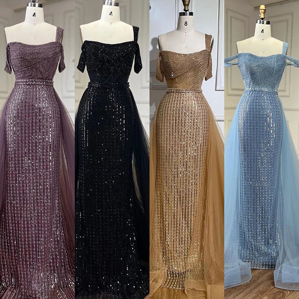 Serene Hill Gold Mermaid Elegant One Shoulder Beaded Evening Gown - Luxury Wedding Party Dress for Women 2025 | Perfect for Red Carpet Events, Galas & Formal Occasions