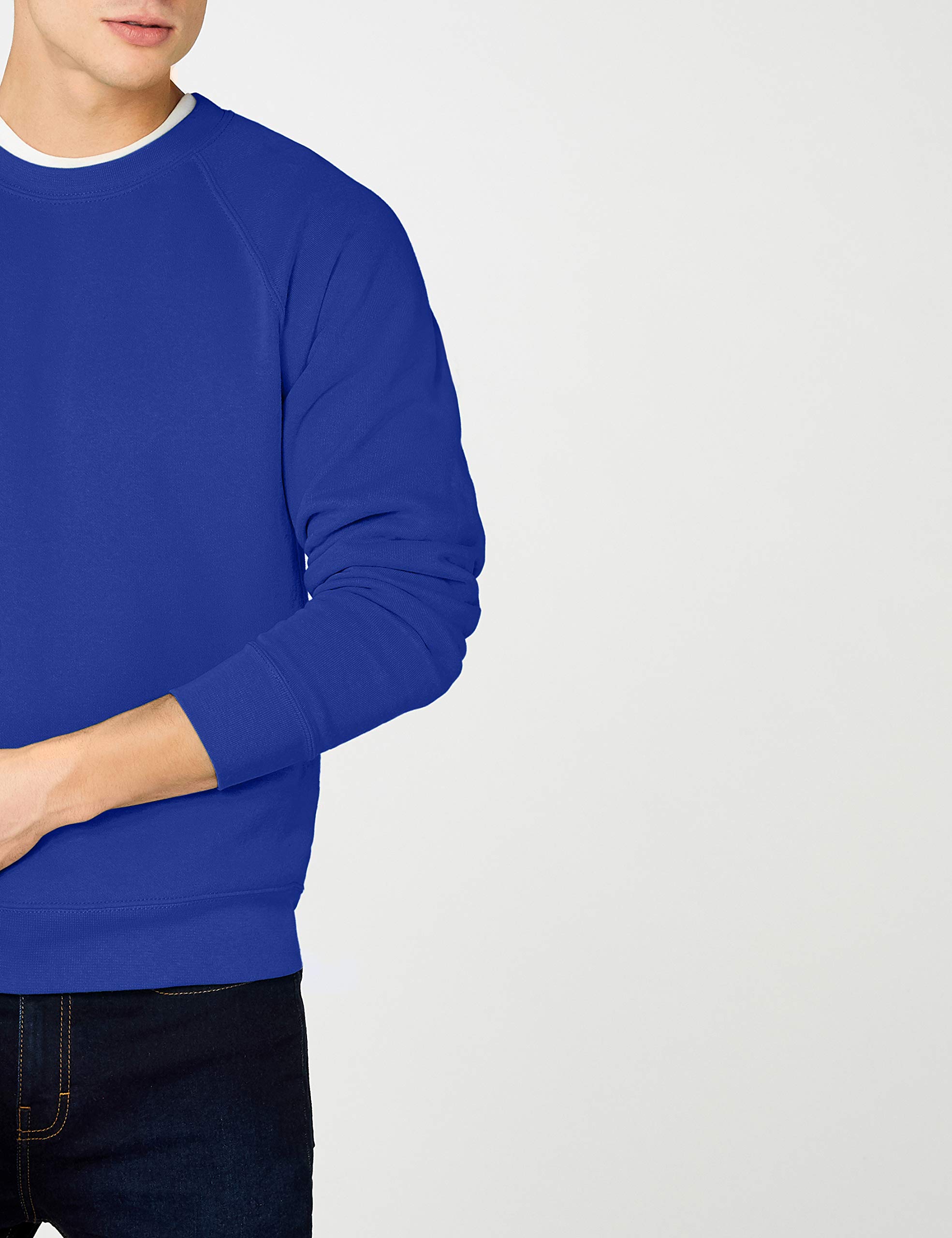 Fruit of the Loom Men's Lightweight Raglan Sweatshirt - 240 GSM Comfort Fit Long Sleeve Pullover (Large, Royal Blue) - Perfect for Casual Wear, Gym & Outdoor Activities