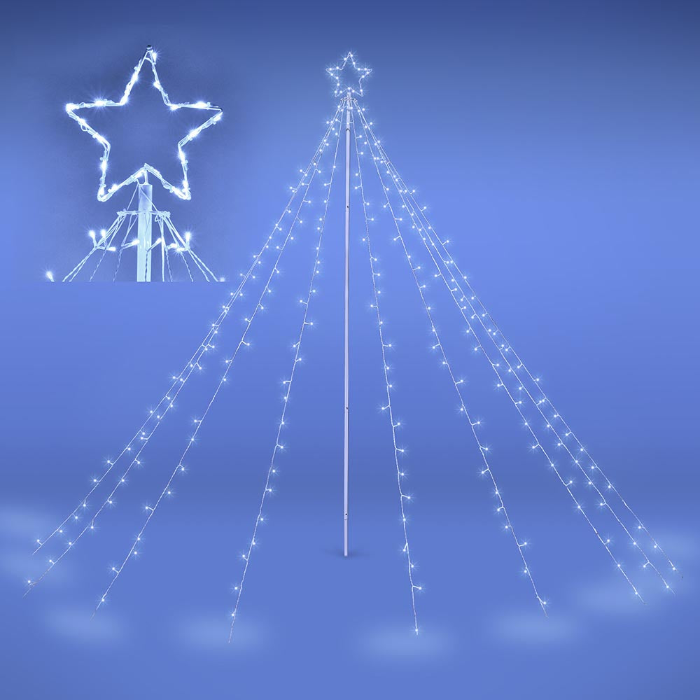 TheLAShop 9-String Christmas Tree Lights with Pole & Star - Perfect for Indoor Holiday Decorations, Xmas Tree Lighting, and Festive Home Decor