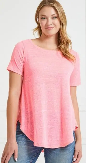 Women's Coral Short Sleeve Blouse - Summer Casual V-Neck T-Shirt for Beach Vacation & Outdoor Activities