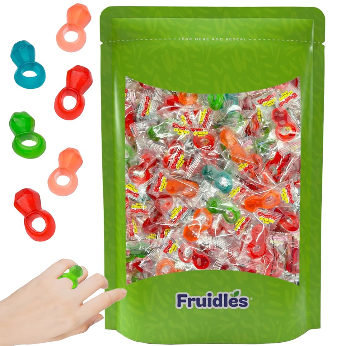 Fruidles Ring Candy Gummies - 24 Pack of Assorted Fruit Flavored Chewy Rings | Perfect for Birthday Parties, Halloween Treats & Kids Snacks