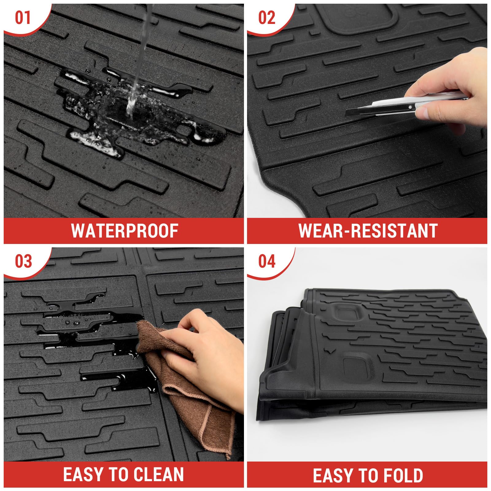 2021-2024 Jeep Wrangler JL 4 Door Unlimited 4XE Cargo Mat with Seat Back Cover - Heavy Duty TPE Trunk Liner & Backrest Protector for Jeep Wrangler JL/JLU Accessories - Perfect for Road Trips, Camping & Outdoor Adventures