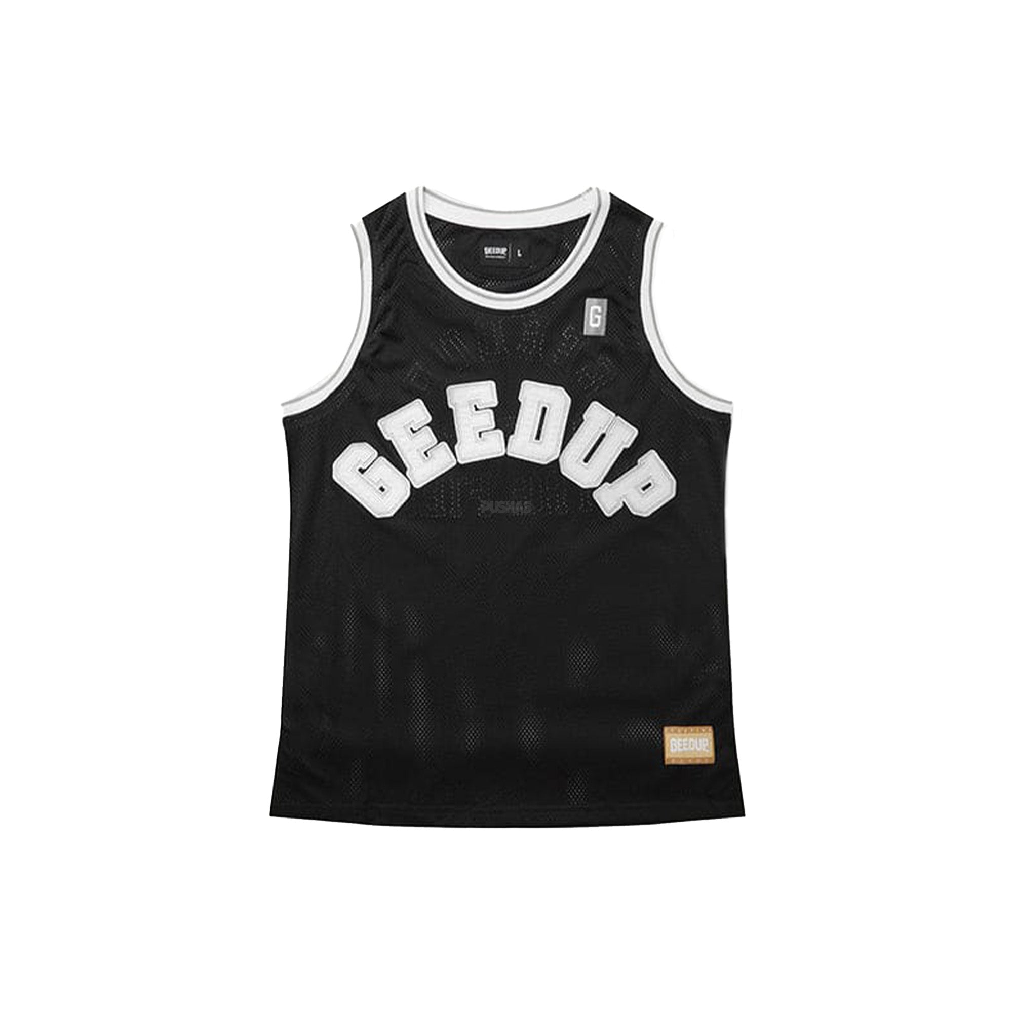 Geedup College Logo Basketball Jersey - Black | Men's & Women's Vintage Style Sports Apparel for Streetwear, Gym & Game Day Outfits