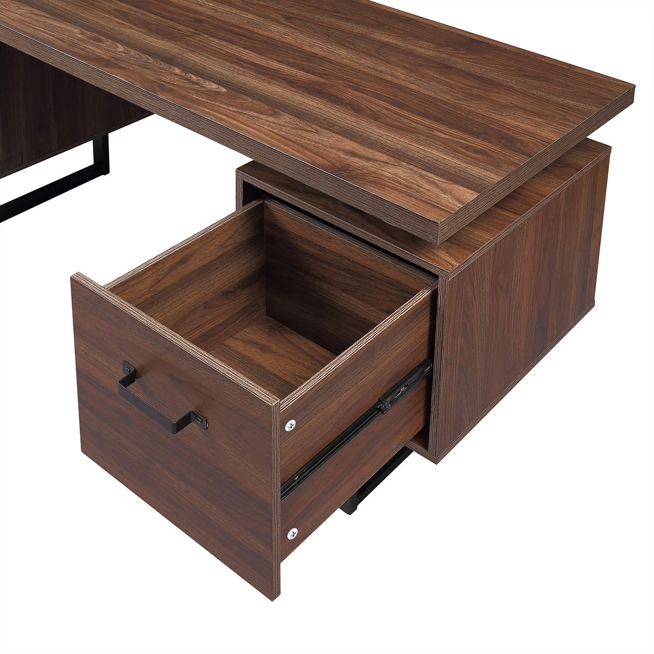 Merax 59 Inch Modern Computer Desk with Letter-Size Drawers - Brown Office Writing Desk for Home & Workspace | Study, Gaming & Remote Work Station
