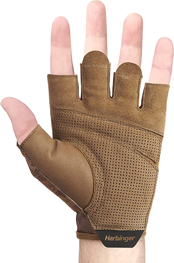 Harbinger Unisex Pro Gloves 2.0 - Weightlifting & Cross Training Gloves for Men & Women - Breathable & Durable Gym Gloves for Weight Lifting, Workout, Fitness Training (Tan)