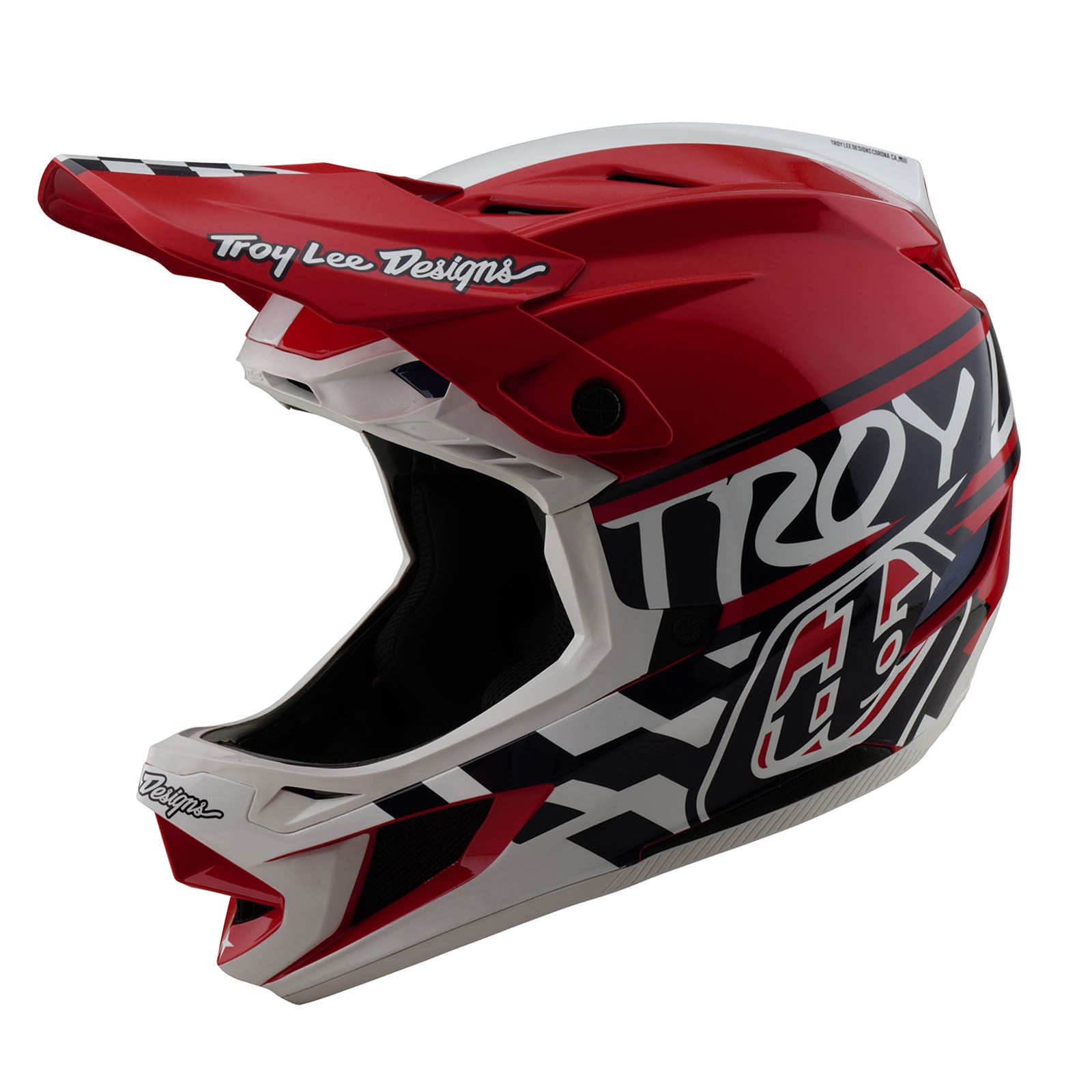 D4 Polyacrylite Helmet Fifty 50 White/Red - Motorcycle Racing, Cycling & Extreme Sports Safety Gear