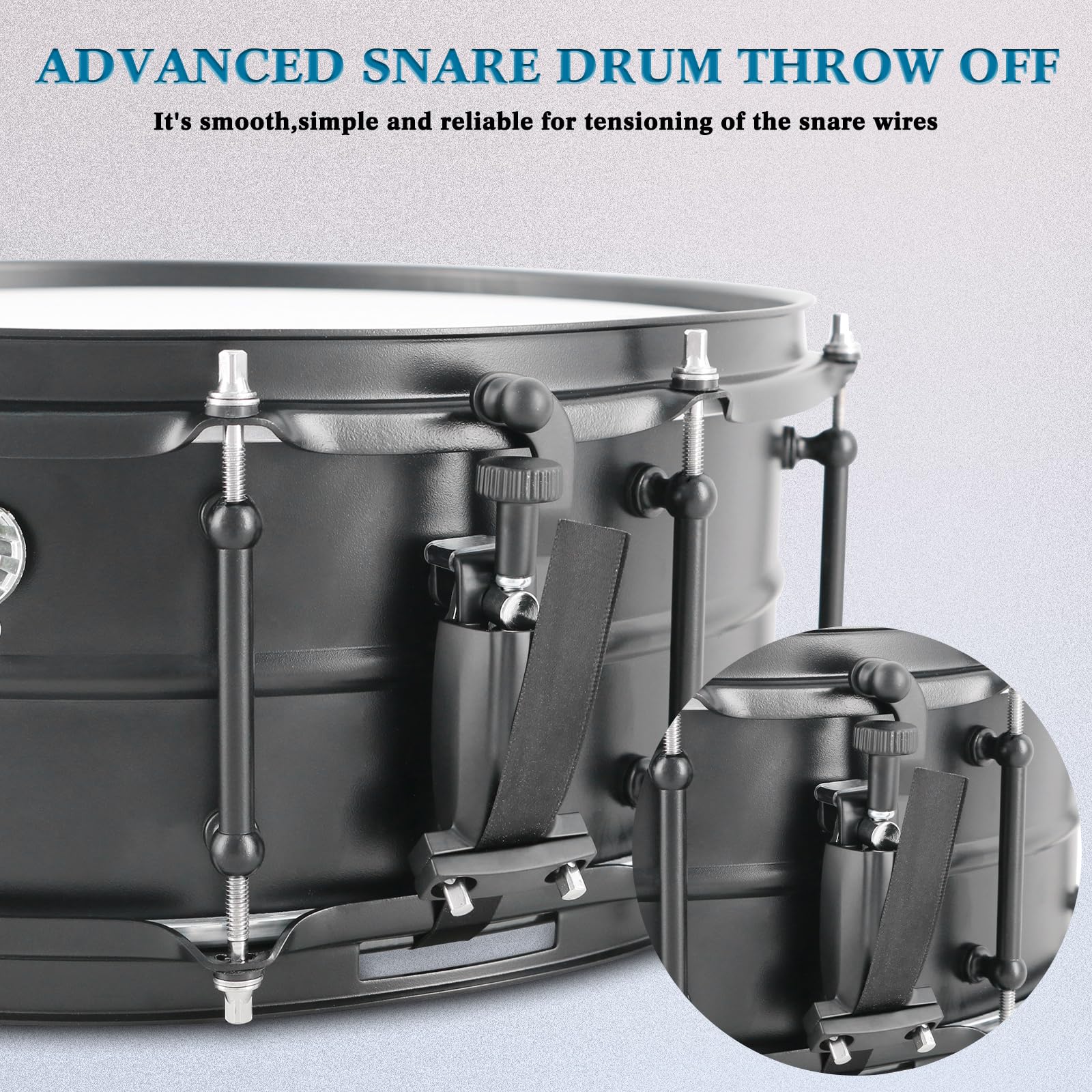 EASTROCK 14x5.5 Inch Professional Snare Drum - Black Matte Finish for Drummers & Advanced Drum Sets | Perfect for Live Performances, Studio Recording & Practice Sessions