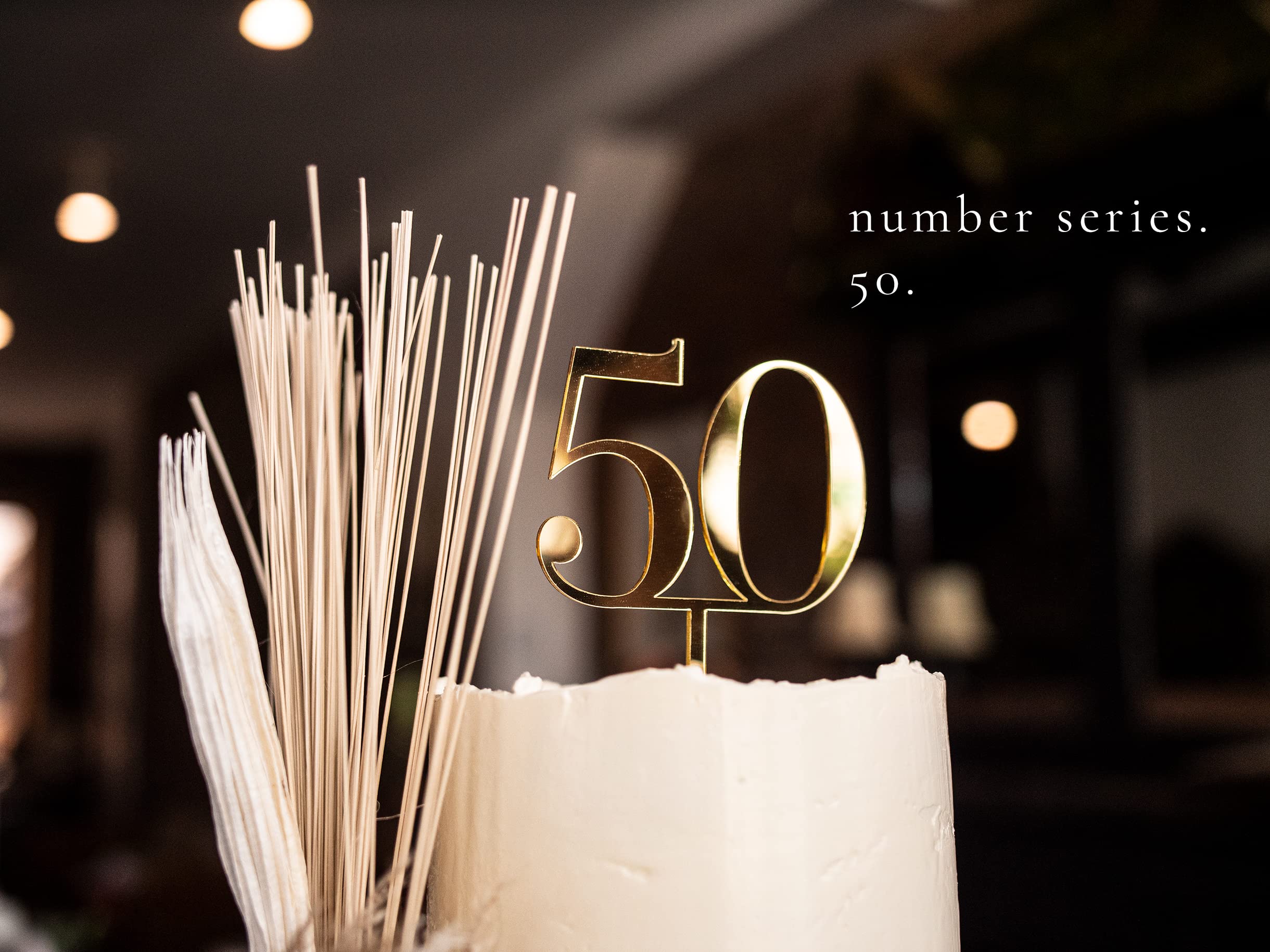LS Designs Gold Acrylic Number 50 Cake Topper - Elegant 50th Birthday Cake Decor for Anniversary, Retirement & Milestone Celebrations