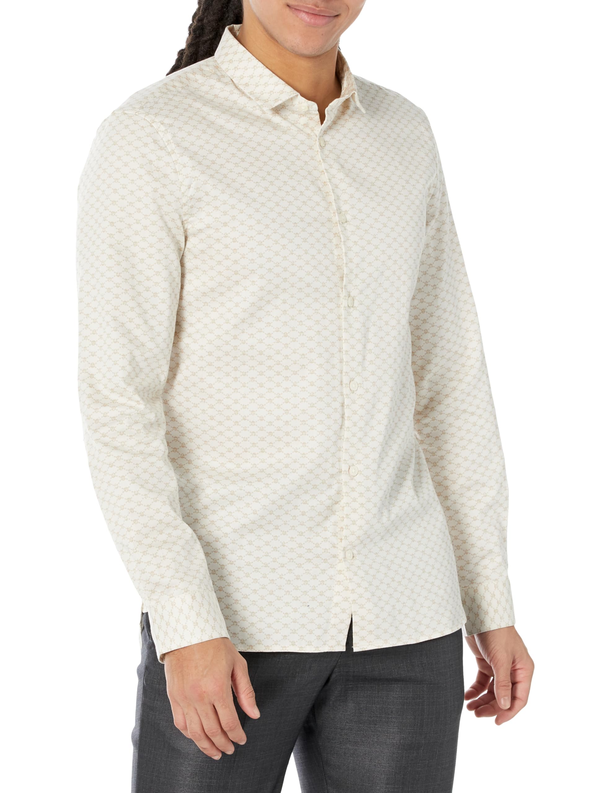 John Varvatos Men's Ross Button-Down Shirt - Slim Fit Casual Dress Shirt for Work & Date Night