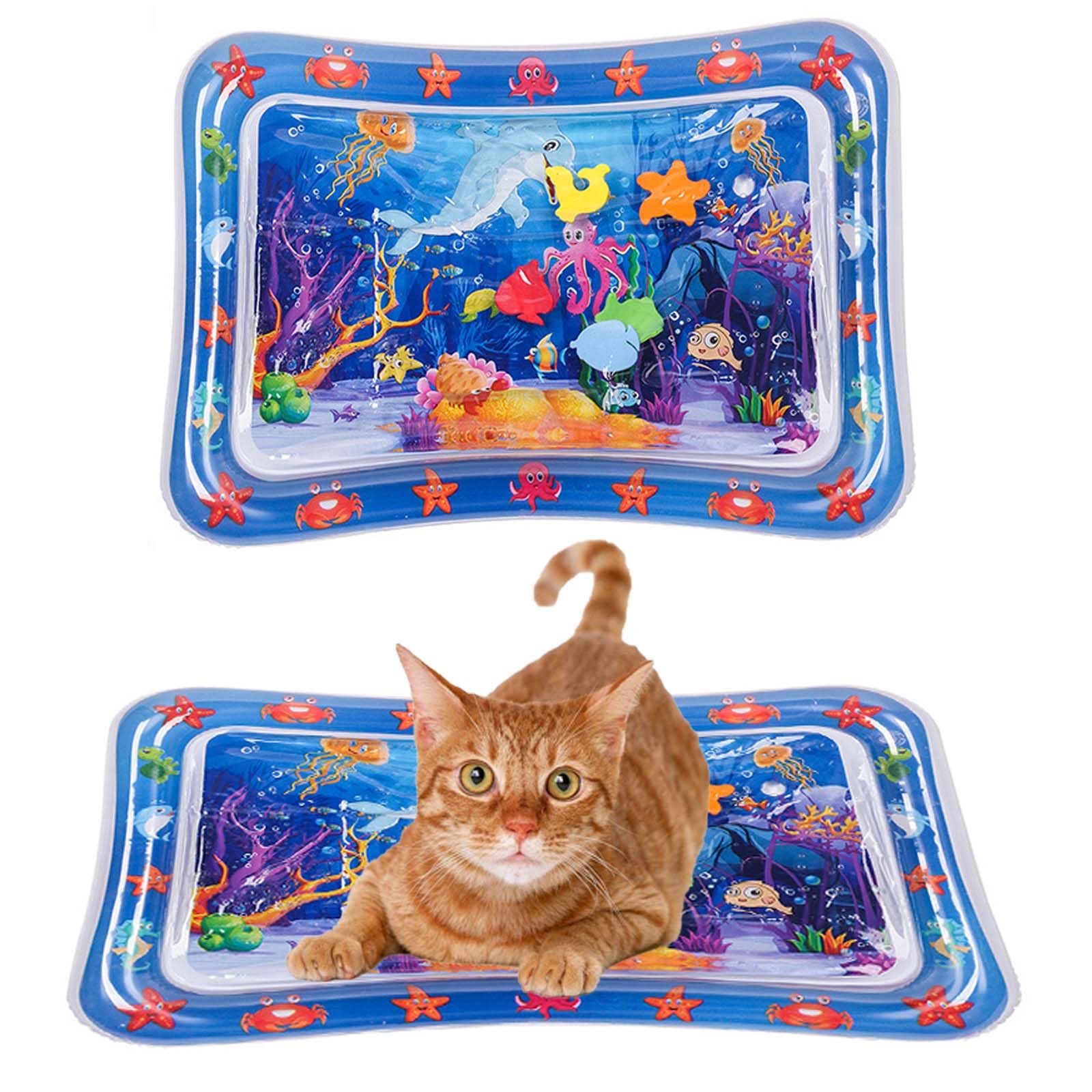Durable Water Playmat for Cats & Puppies - Sensory Water Mat for Pet Play, Non-Slip Water Sensor Pad - Medium Size Blue Pet Toy | Perfect for Indoor Play, Training & Stress Relief