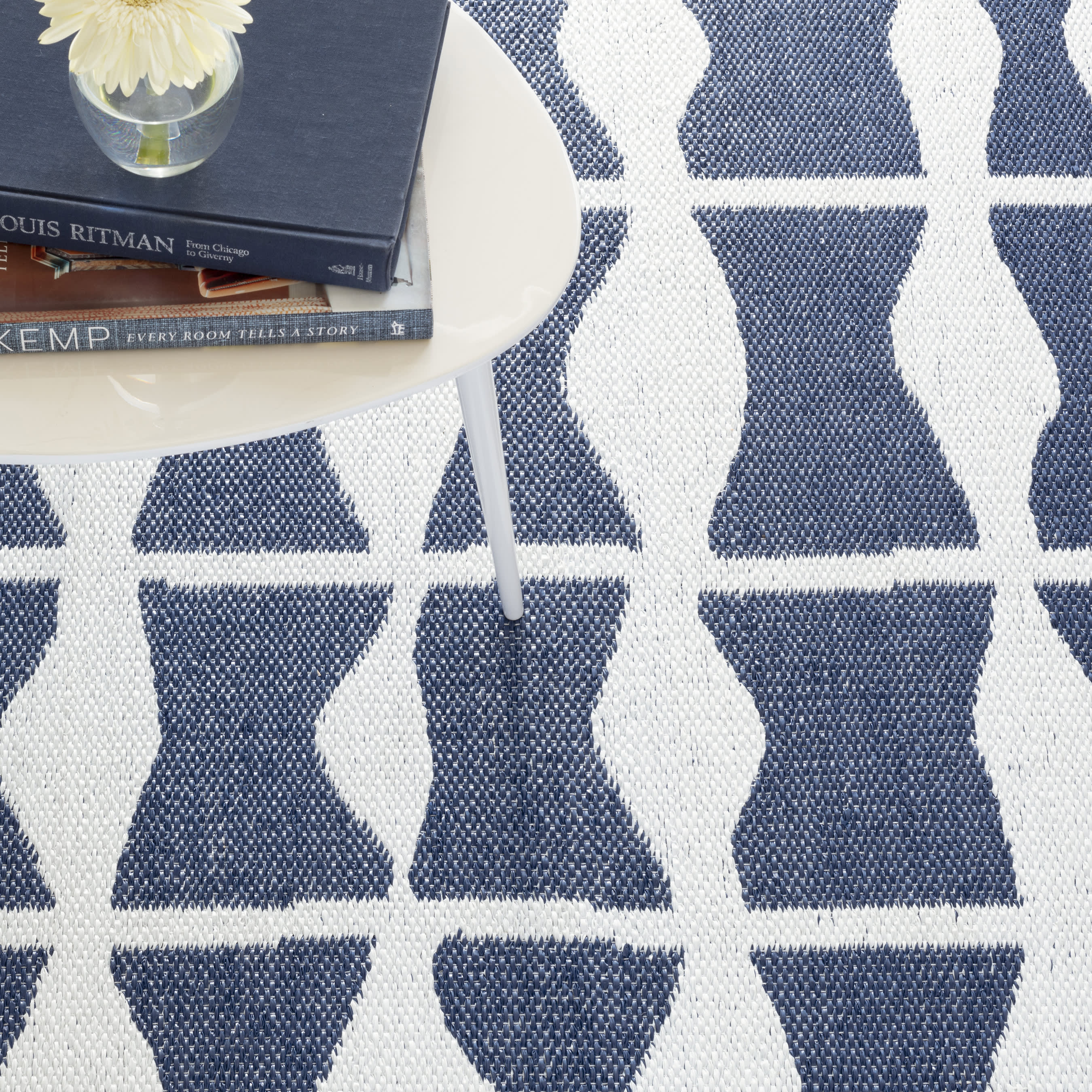 Handwoven Navy Blue Circuit Pattern Indoor/Outdoor Area Rug - Perfect for Living Room, Patio & Bedroom Decor