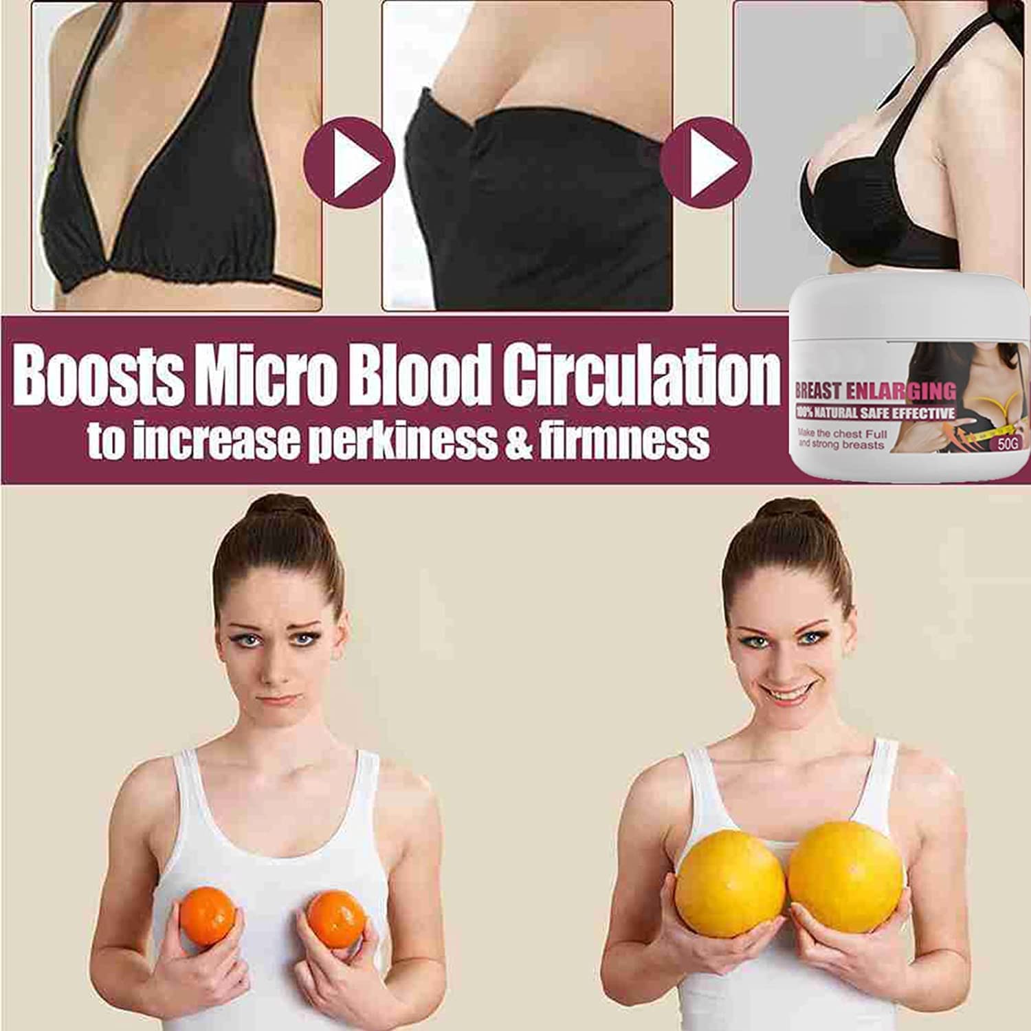 Natural Breast Enhancement & Firming Cream for Women - Breast Enlargement & Care Massage Cream with Lifting Effect - Also Works for Hip & Buttock Tightening (2 Pack) - Perfect for Daily Skincare Routine & Body Contouring