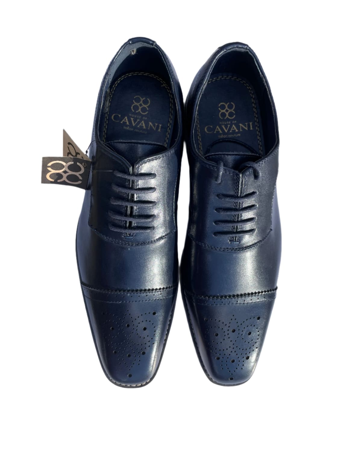 Cavani James Navy Oxford Brogue Shoes for Men | Classic Formal Dress Shoes | Perfect for Business, Weddings & Office Wear