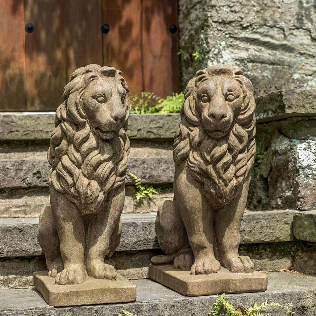 Campania International Sentry Lion Facing Left Statue - Classic Garden Statue for Outdoor Decor, Patio, Lawn & Landscape Design