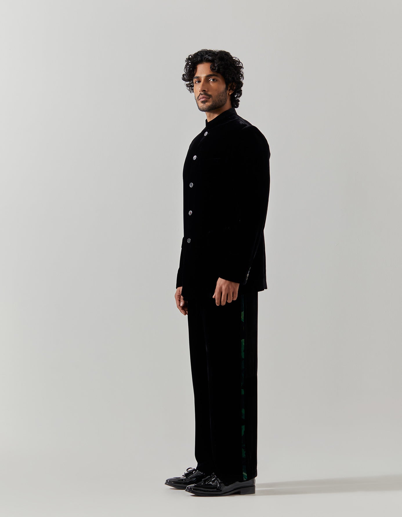 Luxury Bandhgala Silk Velvet Jacket for Men - Black Formal Indian Wedding Sherwani | Perfect for Weddings, Parties & Special Occasions