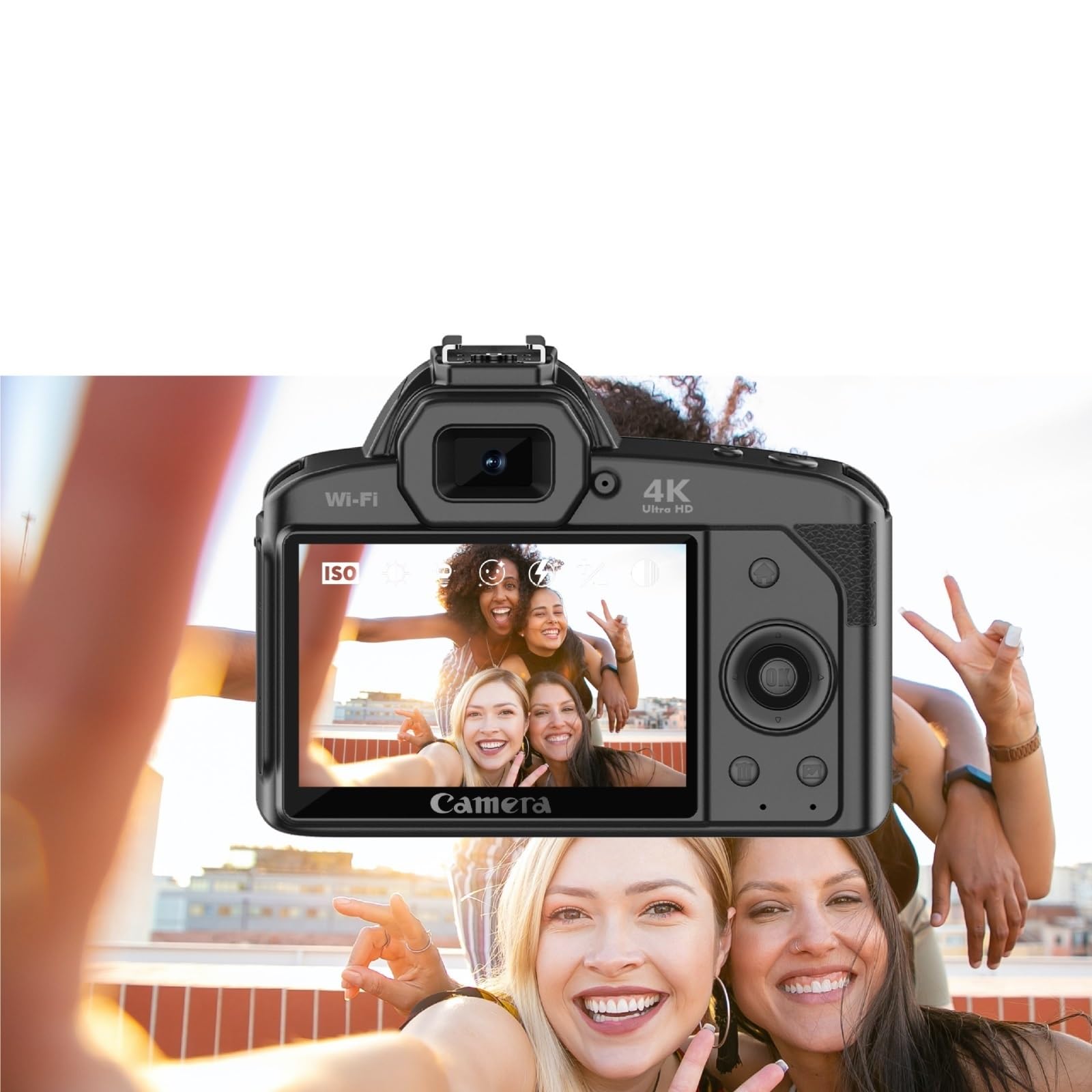 4K HD WiFi DSLR Camera with Dual Lens & 64MP Beauty Mode - Night Vision Video Camera for Vlogging, YouTube & Travel Photography (D5+Card Reader, No Memory Included) - Perfect for Content Creators, Travel Vloggers & Night Photography Enthusiasts