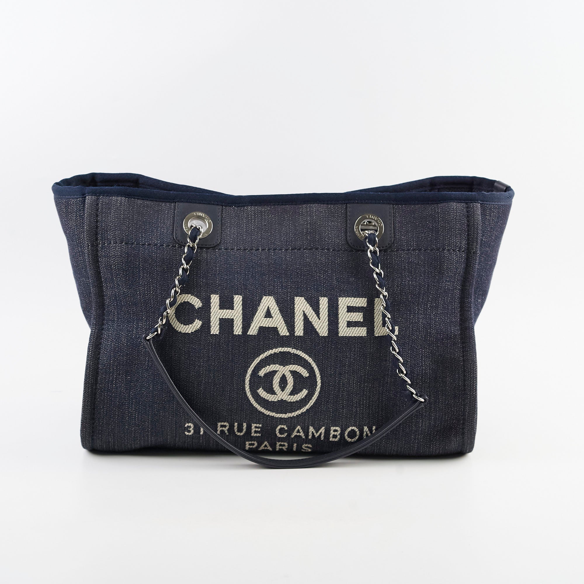 Chanel Small Deauville Tote Bag in Navy Blue - Luxury Designer Handbag for Women, Perfect for Work, Travel & Everyday Use