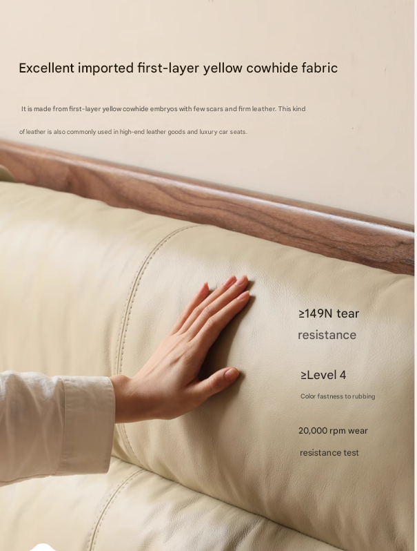 Solid Black Walnut Wood Bed with Genuine Leather Headboard - Luxury Bedroom Furniture for Master Suite, Guest Room & Modern Home Decor
