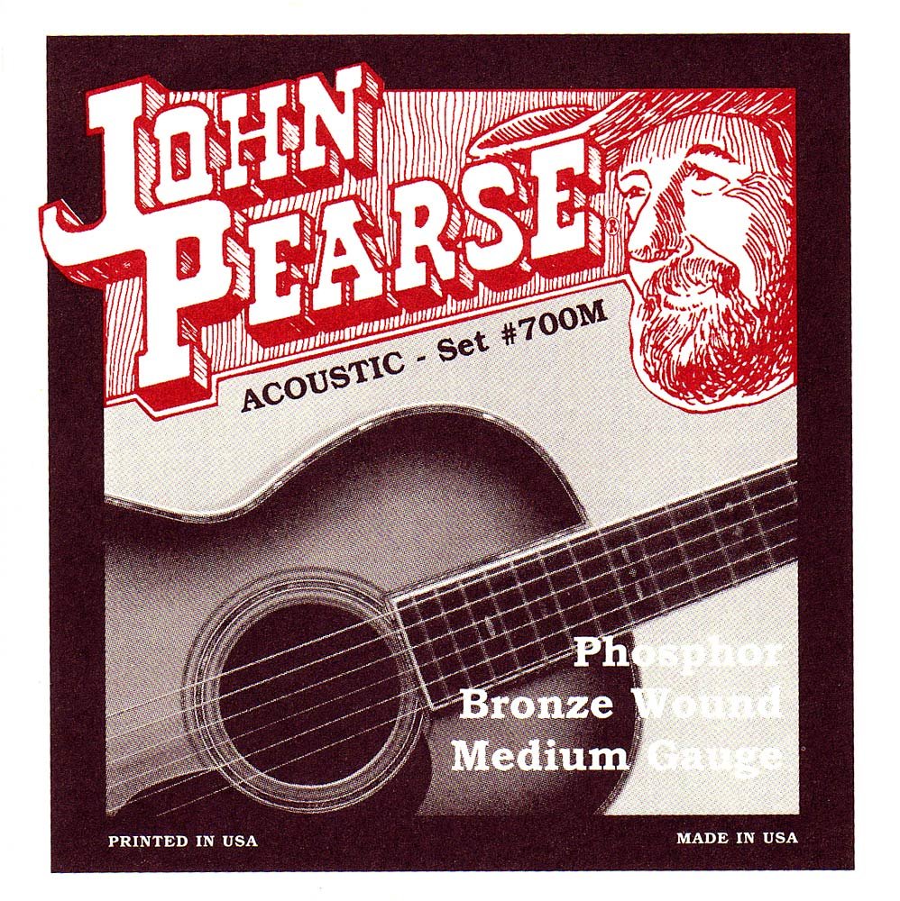 John Pearse 700M Phosphor Bronze Acoustic Guitar Strings - Medium Gauge for Warm Tone & Longevity | Perfect for Folk, Blues & Fingerstyle Playing