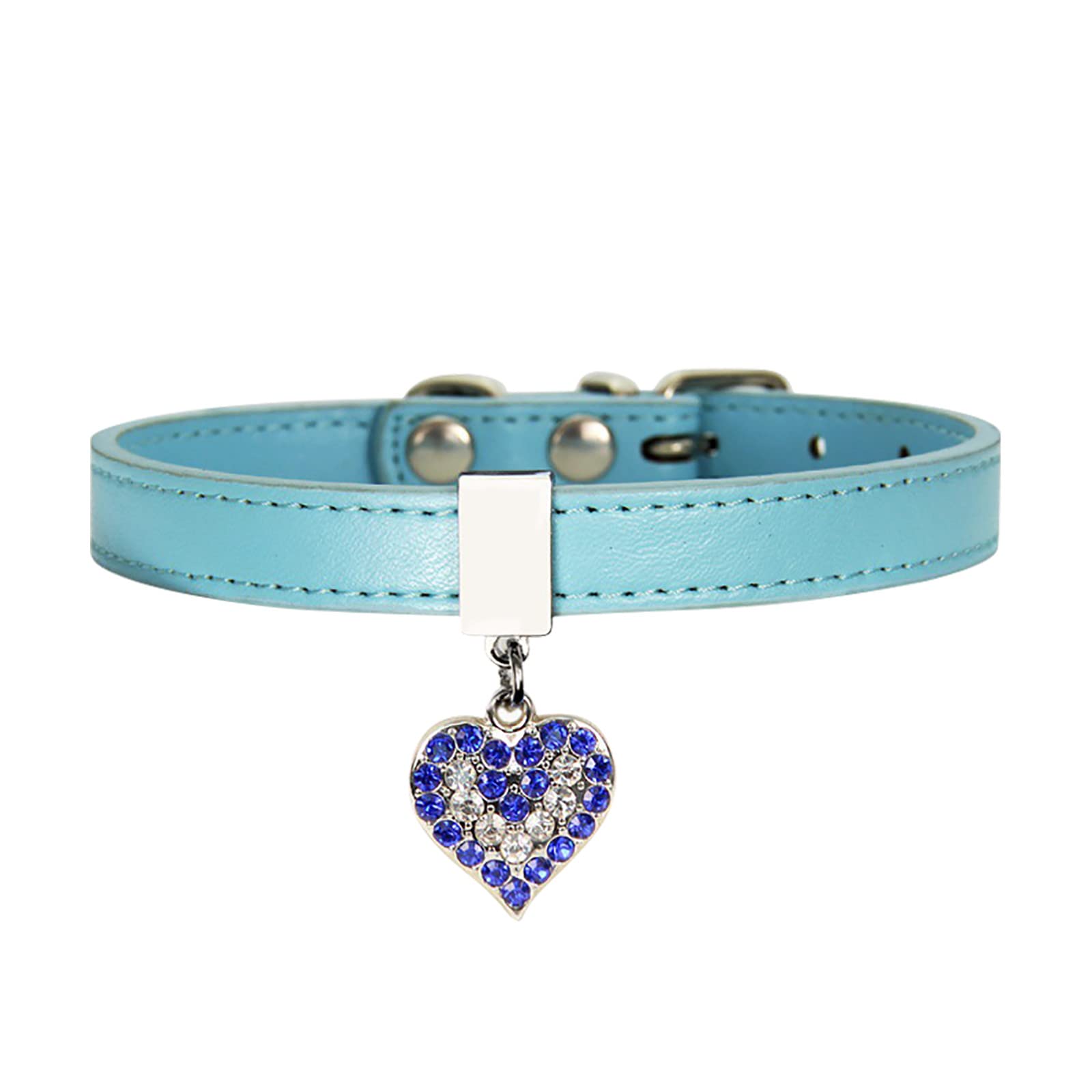 Kiosan Adjustable Diamond Flash Dog Collar & Cat Collar - Reflective Pet Collar with Stylish Rhinestones, Sky Blue, XS - Perfect for Night Walks, Training, and Fashion Pet Accessories
