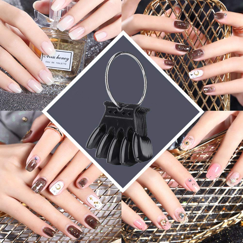 50Pcs Professional Nail Art Tips for Manicure - Black Nail Design Color Cards & Display Boards for Gel Polish Application | Perfect for Salon, Home DIY Nail Art, and Professional Nail Technicians