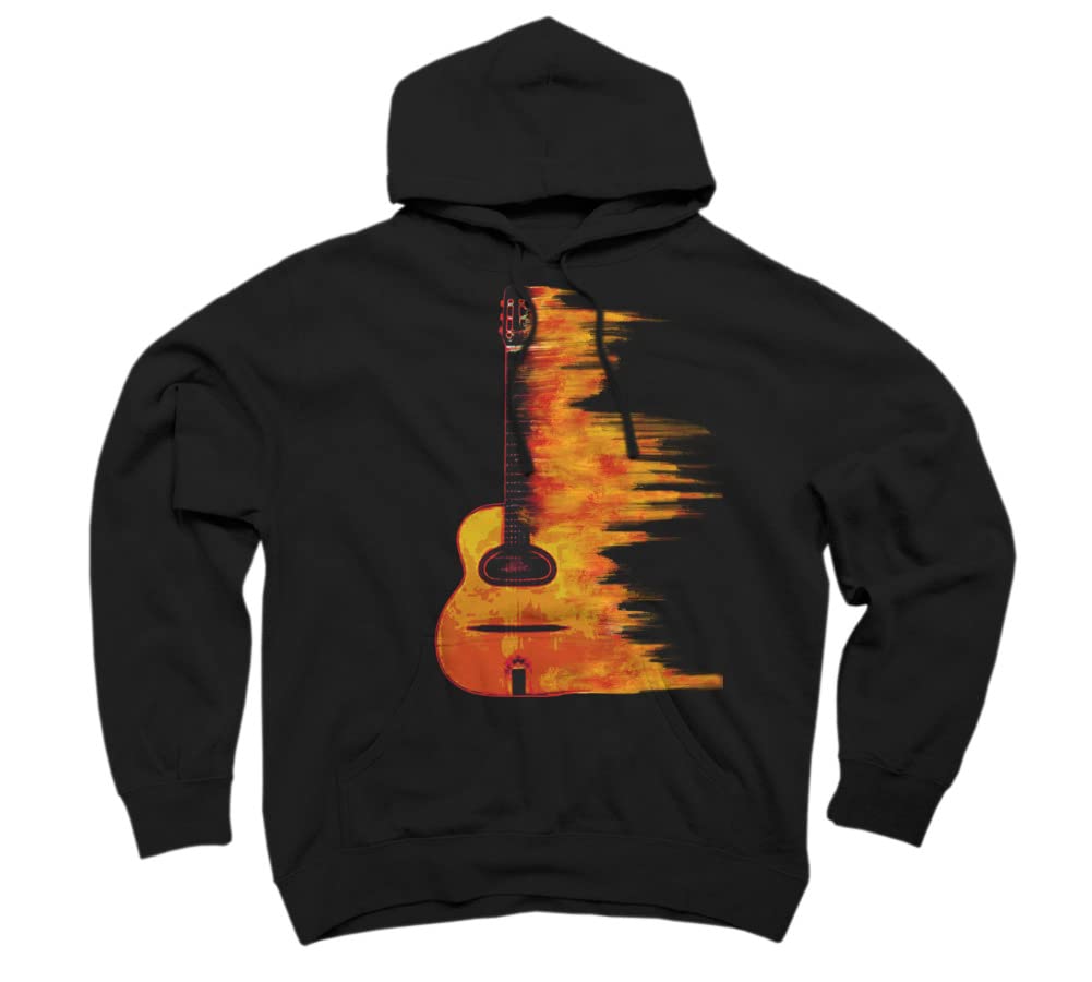 Design By Humans Unisex Acoustic Jazz Guitar Pullover Hoodie - Soft Cotton Sweatshirt for Music Lovers & Guitar Players - Perfect for Concerts, Jam Sessions & Casual Wear