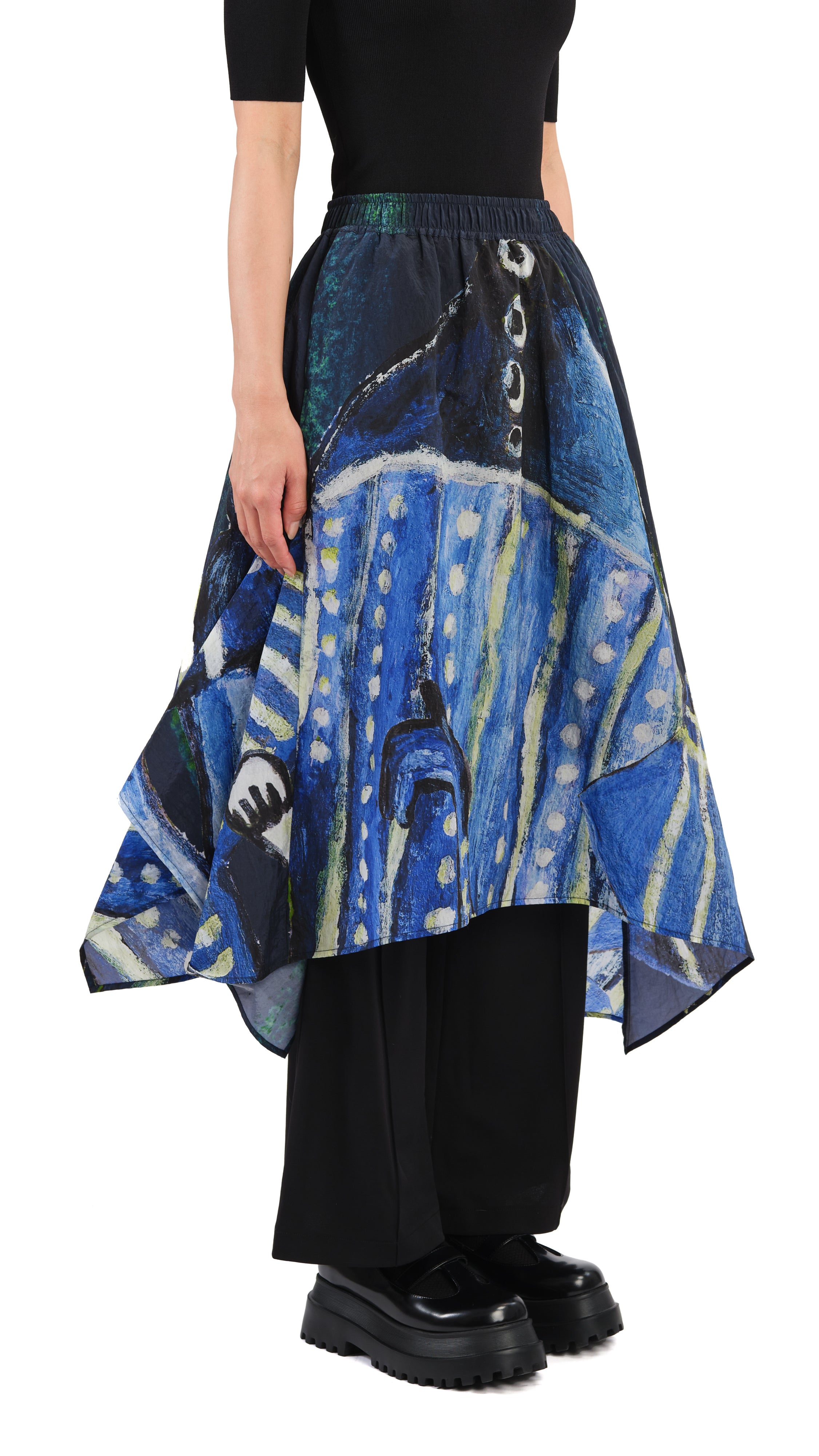 Selk'Nam Graphic Print Asymmetric Skirt - Unique Boho Chic Midi Skirt for Women | Perfect for Festivals, Beach Vacations & Boho Fashion Outfits