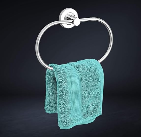Stainless Steel Towel Ring - Chrome Oval Bathroom Towel Holder for Wash Basin, Napkin & Hand Towel Hanger - Durable Bathroom Accessories for Home, Hotel & Spa Decor