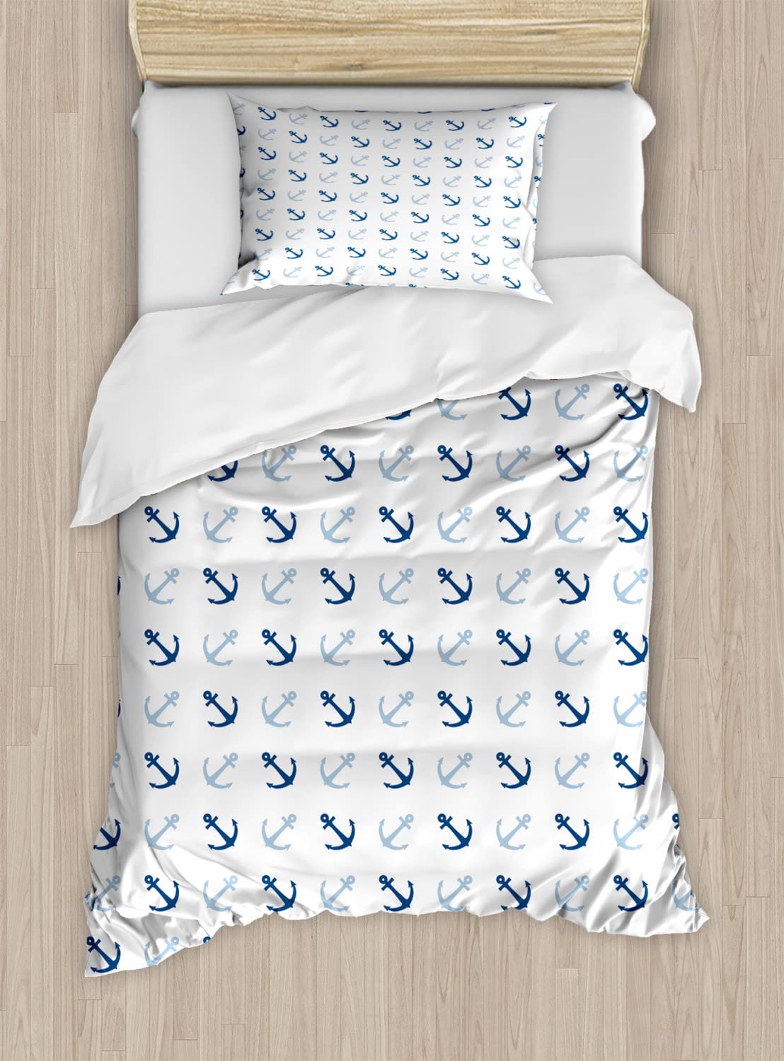 Ambesonne Anchor Duvet Cover Set - Classic Maritime Ocean Theme Bedding with 2 Duvet Covers & 2 Pillowcases, Twin Size 2-Pack - Perfect for Nautical Themed Bedrooms, Beach Houses, and Sailing Enthusiasts