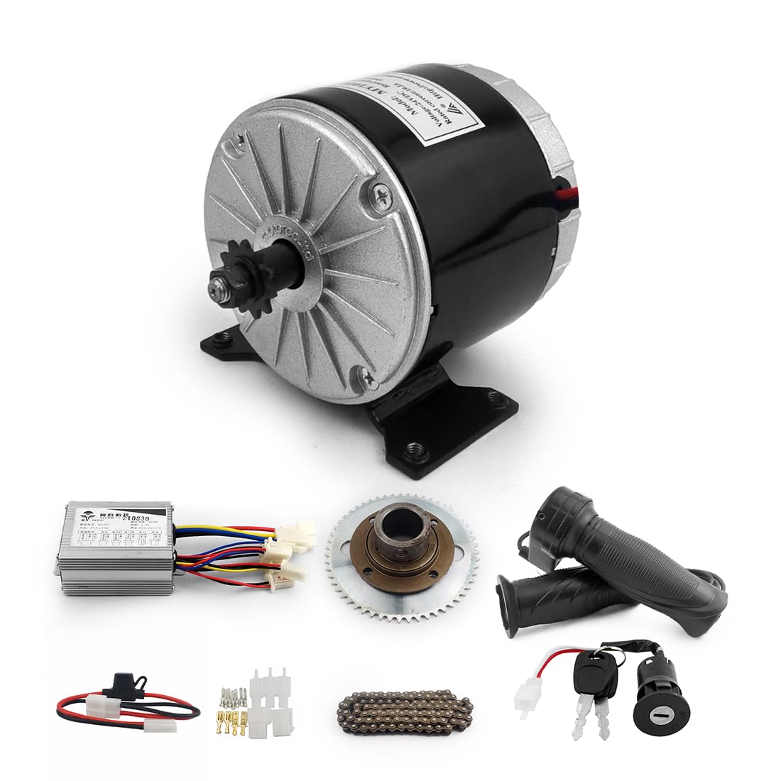 L-faster 24V/36V 350W Electric Mini Bike Motor Kit - No Teeth Flywheel, 25H Chain Sprocket, Speed Control Handle & Power Lock Switch - Perfect for DIY E-Bike Conversions, Kids Electric Bikes & Mini Motorcycles