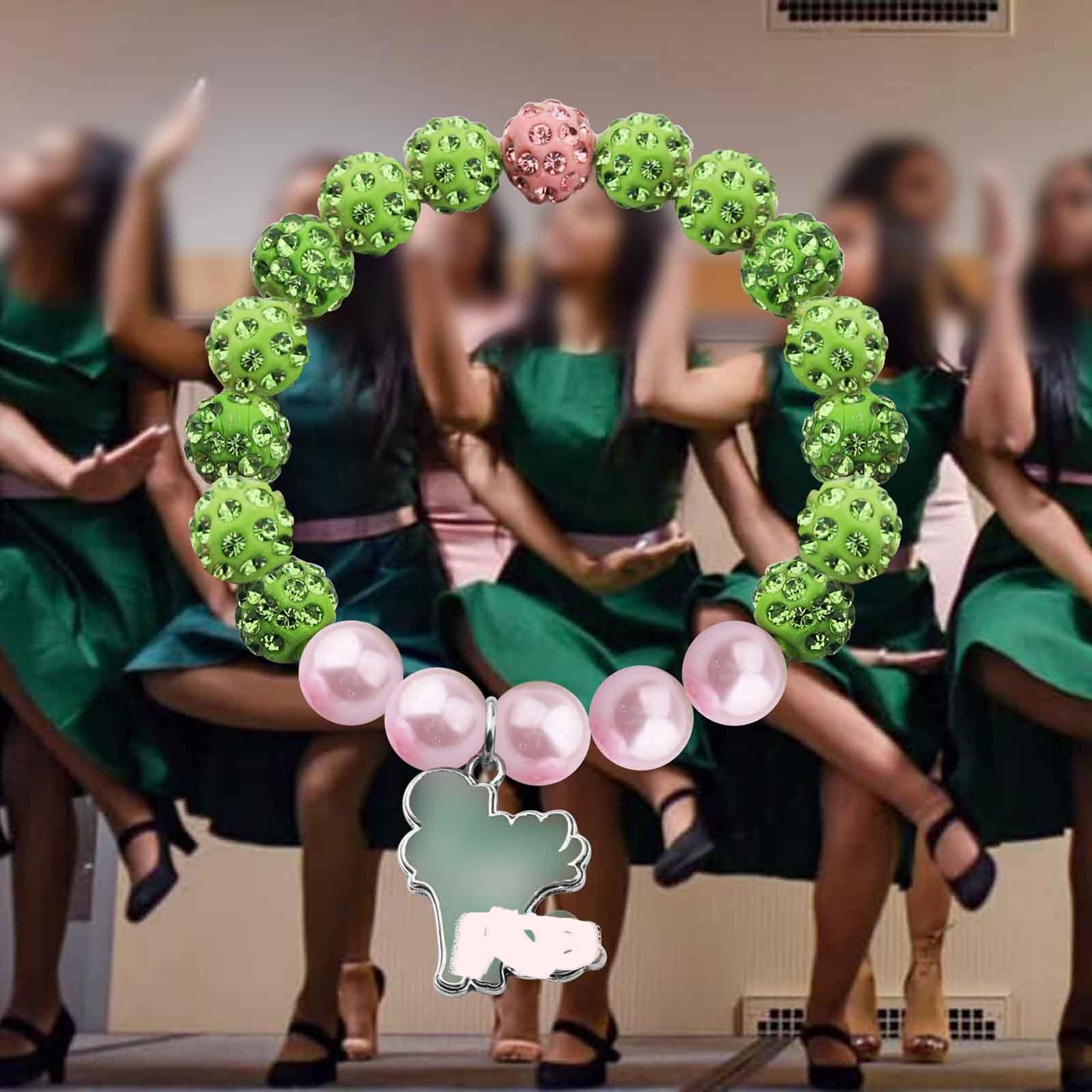 POTIY Sorority Graduation Gift - Pink and Green Beaded Bracelet for Women | Sisterhood Jewelry, College Graduation Accessories | Perfect for Greek Life Events, Graduation Parties & Sister Gifts