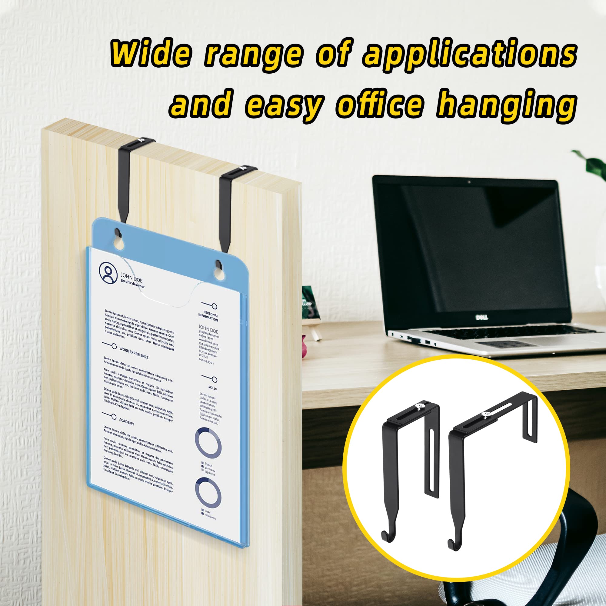 6-Pack Adjustable Cubicle Wall Hooks - Heavy Duty Metal Partition Hangers with Cross Screwdriver - Universal Office Organizer for 1.35