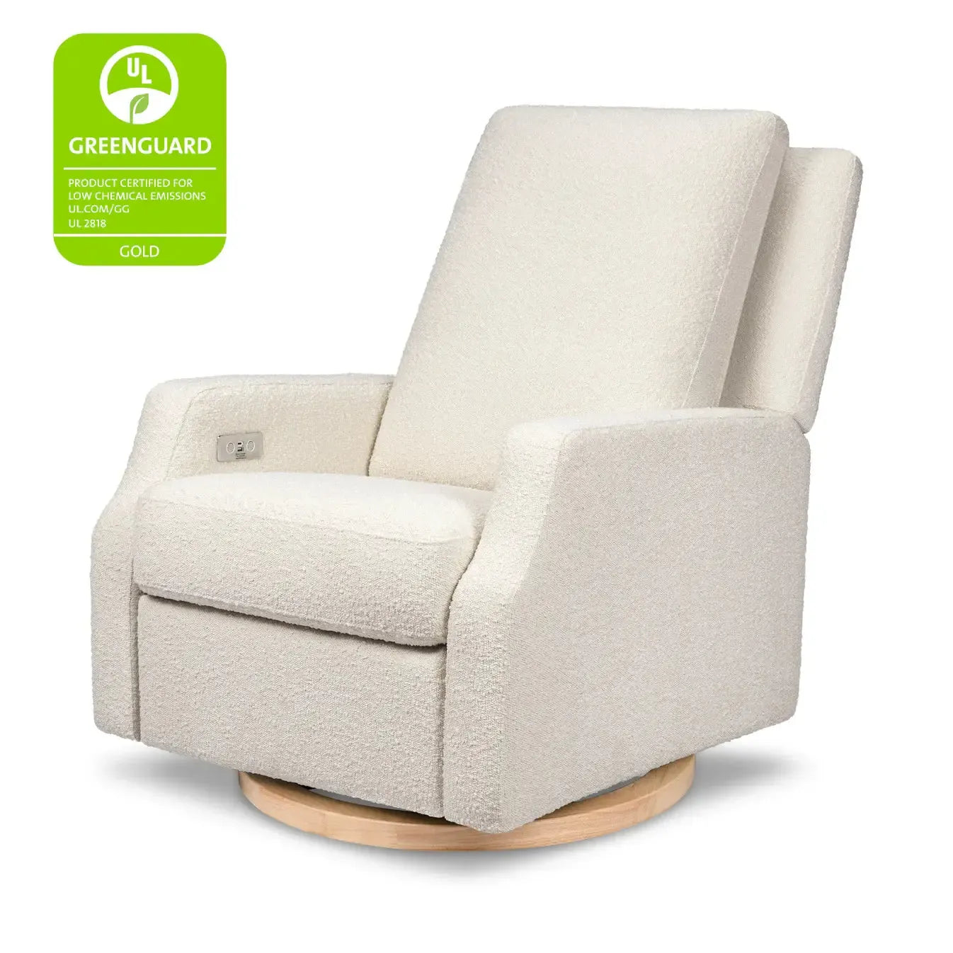 Namesake Crewe Electric Recliner & Swivel Glider Chair with Wood Base - Ivory Boucle Fabric | Modern Living Room Furniture for Relaxing & Entertaining
