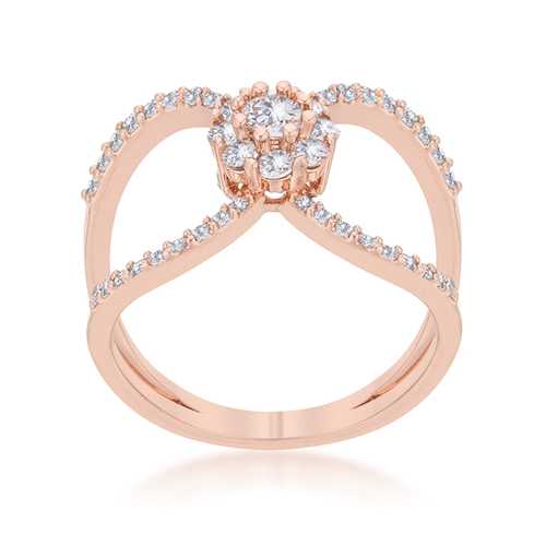 0.4ct CZ Floral Wrap Ring in Rose Gold - Elegant & Delicate Jewelry for Women, Perfect for Weddings, Anniversaries & Special Occasions