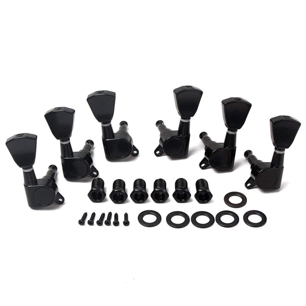 Premium Acoustic Guitar Tuners - Set of 6 (3 Left & 3 Right) High-Quality Tuning Pegs Machine Heads for Guitar String Replacement - Black - Perfect for Guitar Maintenance & DIY Repairs